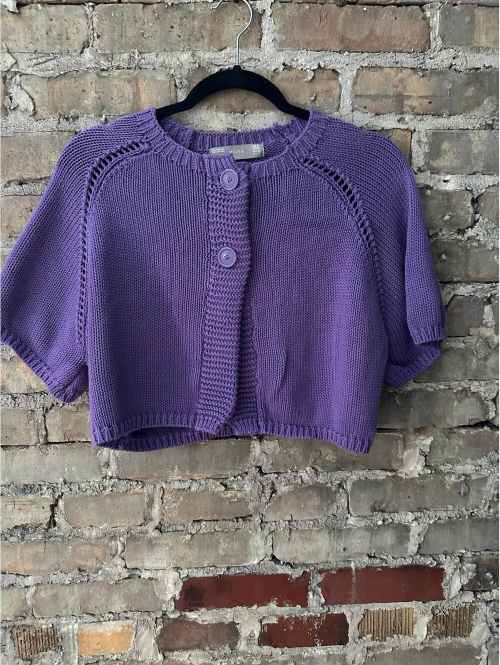 Women’s Zara purple cropped knitted sweater